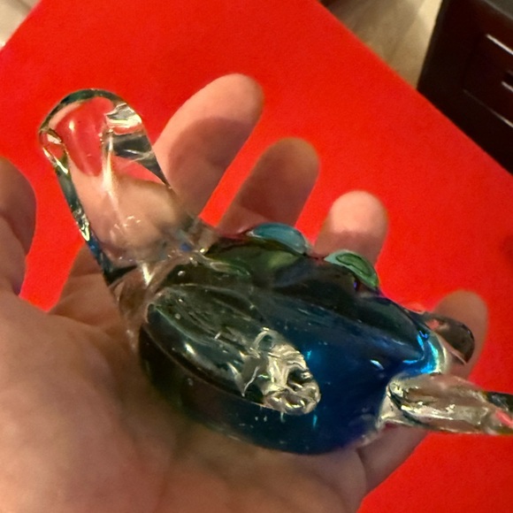 Mouth Blown Vintage Blue/Green Sea Turtle Paperweight Art Glass Figurine - Picture 6 of 6
